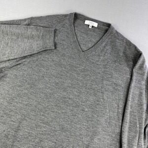 Turnbury Mens Extra Fine Merino Wool V Neck Sweater Gray 2XB